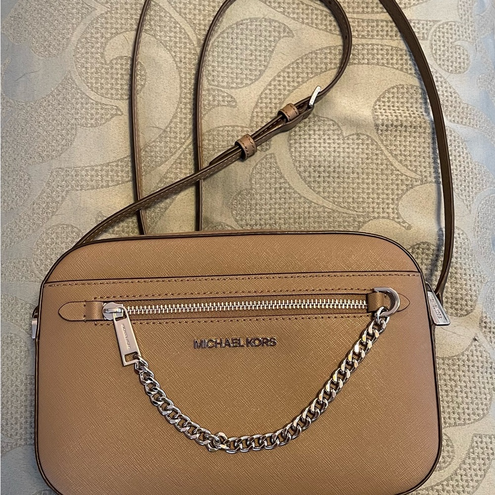 Michael Kors Large Saffiano Taupe Crossbody Bag
